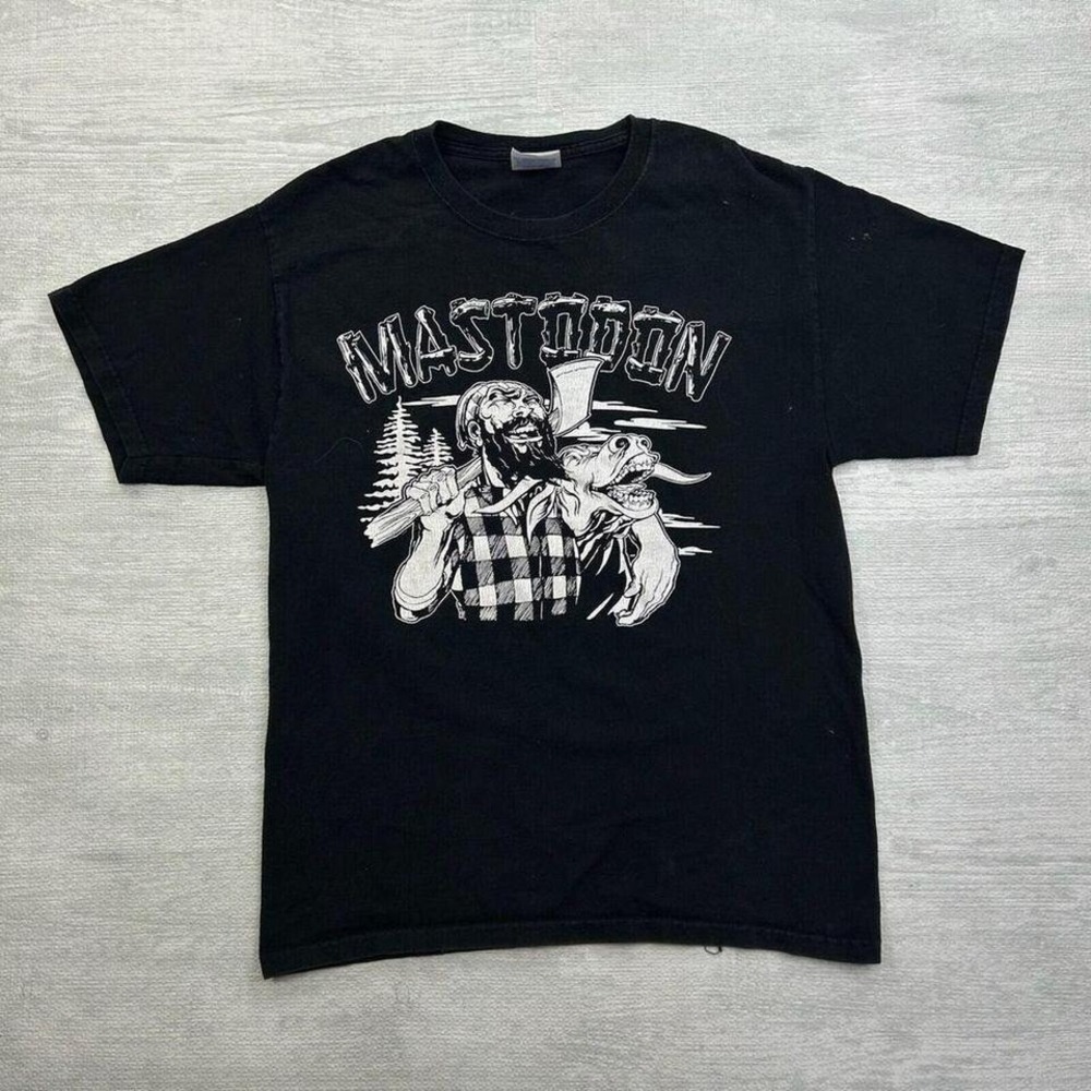 Vintage Y2k Mastodon Band Shirt Adult Medium Black Heavy Metal Music Lumberjack